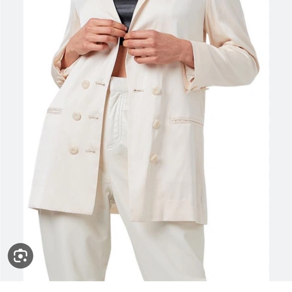AS by DF Cream Lux Silk Tux Jacket Oversized Blazer, Size Small